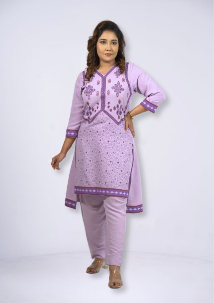 Lavender Cotton Crepe 2Pcs Kameez Set