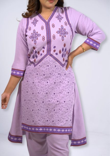 Lavender Cotton Crepe 2Pcs Kameez Set