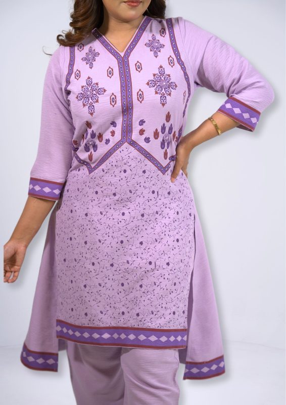 Lavender Cotton Crepe 2Pcs Kameez Set