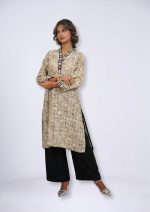 Off-White Crinkle Cotton 1Pcs Kurti
