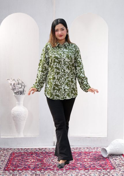 Green printed Fashion tops