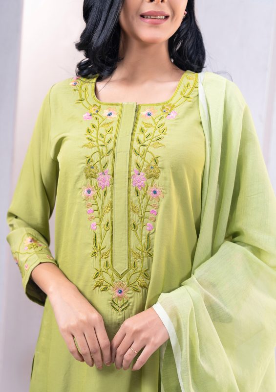 Forest Green 3 Pcs Kameez Set
