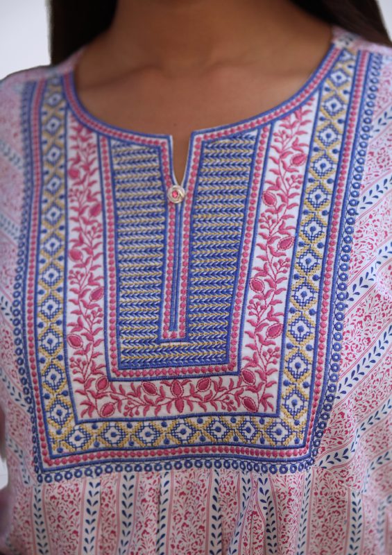 RED & NAVY STRIP 1 PCS ETHNIC KURTI