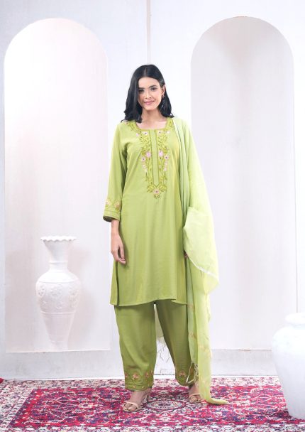 Forest Green 3 Pcs Kameez Set