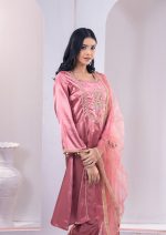 Old Rose 3 Pcs Round Hem Kameez Set
