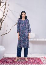 Navy printed 2 PCS Kameez
