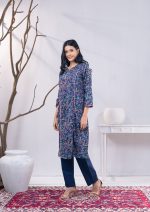 Navy printed 2 PCS Kameez