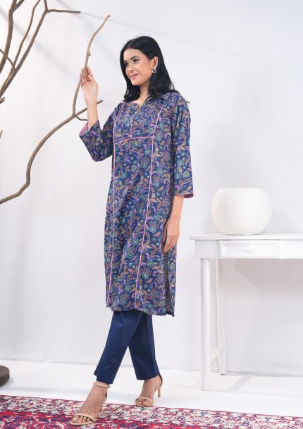 Navy printed 2 PCS Kameez