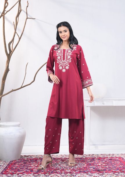 Maroon 2 Pcs Kameez Set
