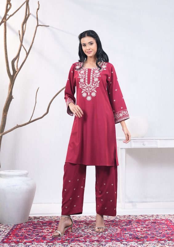 Maroon 2 Pcs Kameez Set