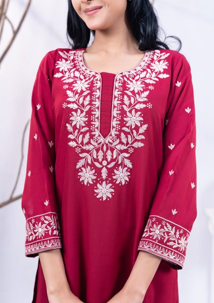 Maroon 2 Pcs Kameez Set