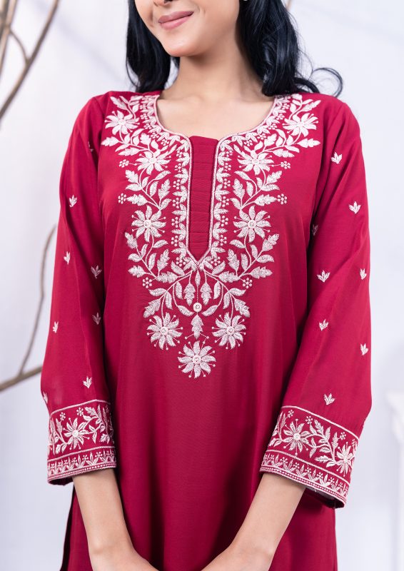 Maroon 2 Pcs Kameez Set