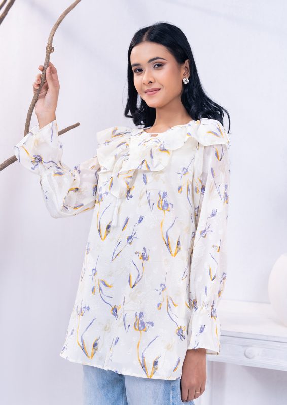 Ecru White Women's Fashion Tops