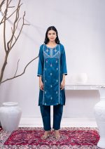 Teal 2 Pcs Kameez Set
