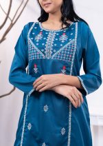 Teal 2 Pcs Kameez Set