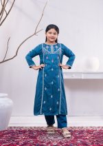 Teal Girls 2 Pcs Kameez