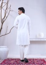 All Over Embroidered White Men's Panjabi