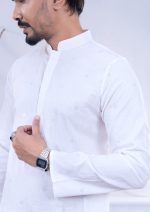 All Over Embroidered White Men's Panjabi