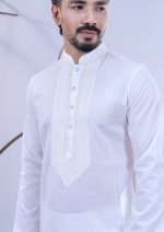 Embroidered White Men's Panjabi