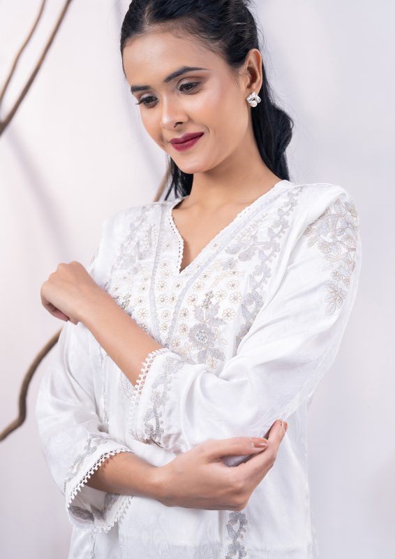 White 3 Pcs Kameez Set