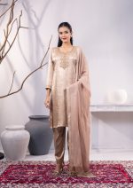 Beige Gold 3 Pcs Kameez Set