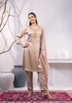 Beige Gold 3 Pcs Kameez Set