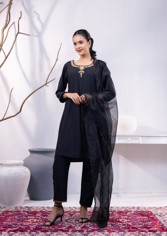 Black 3 PCS Kameez Set