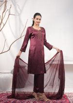 Maroon Oak 3 Pcs Kameez Set