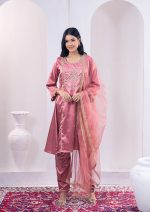 Old Rose 3 Pcs Round Hem Kameez Set