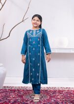 Teal Girls 2 Pcs Kameez