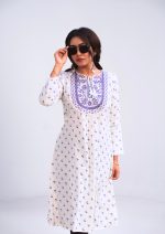 WHITE PRINTED 1 PCS ETHNIC KURTI